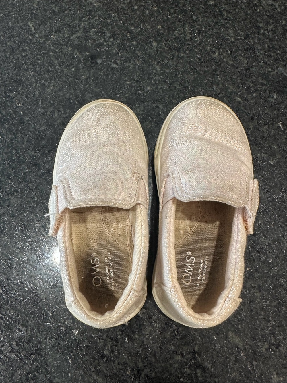 Toms Kids Sparkle Pale Pink Slip-On Sneakers